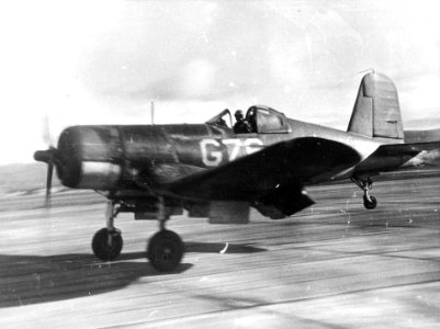 F4U-1 of VMF-121 landing at MCAS El Toro 1944
