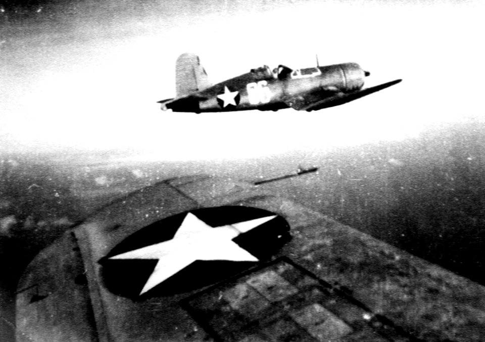 F4U-1 Corsairs of VMF-121 in flight 1943