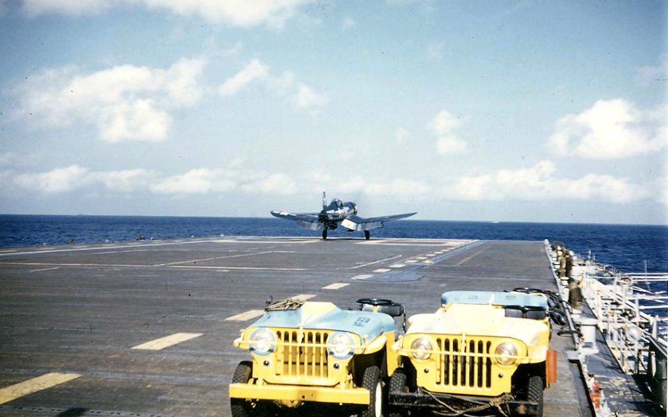F4U-4 VF-713 taking off from USS Antietam (CV-36) c1951