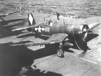 F4U-1D of VF-5 on USS Franklin (CV-13) 1945 photo