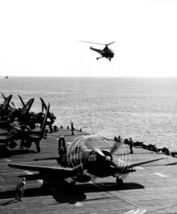 F4U-4 Corsair of VF-884 on USS Boxer (CV-21) in 1951 (NH 97286)