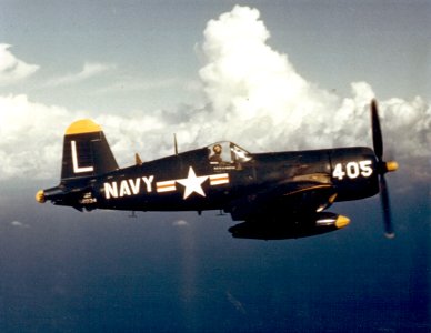 F4U-4 of VF-74 in flight over the Med in 1953