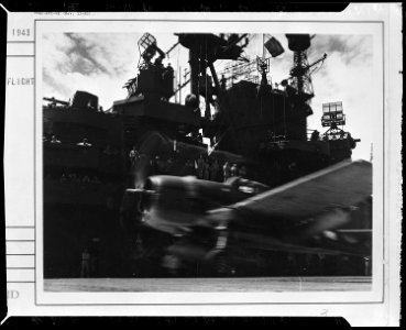 F6F taking off from flight deck of the USS Lexington (CV-16). - NARA - 520768
