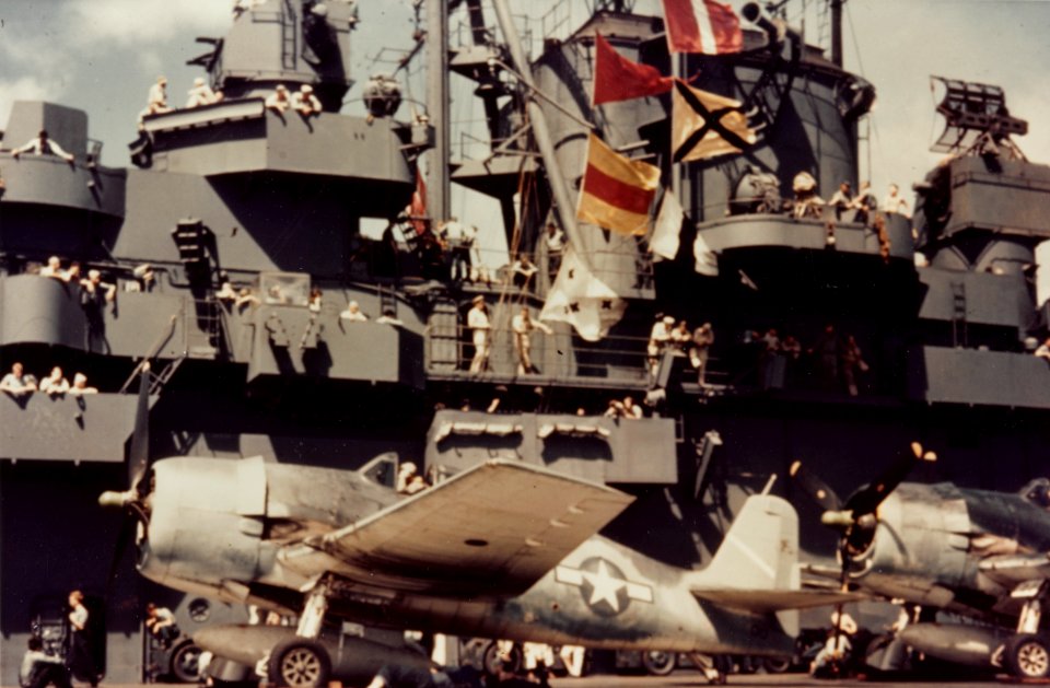F6F-3 Hellcats aboard USS Yorktown (CV-10) on 31 August 1943 (80-G-K-14833)