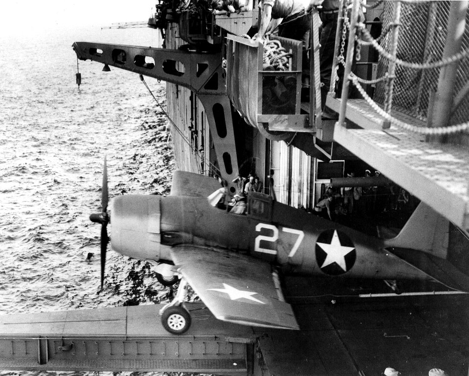 F6F hangar catapult USS Yorktown