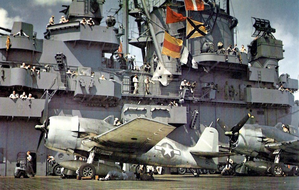 F6F-3 Hellcats aboard USS Yorktown (CV-10), 31 August 1943 (80-G-K-14833)