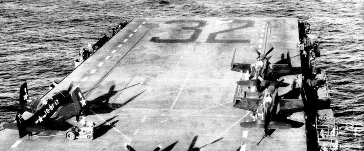 F8F-1 Bearcats of VBF-18 on USS Leyte (CV-32) in 1946