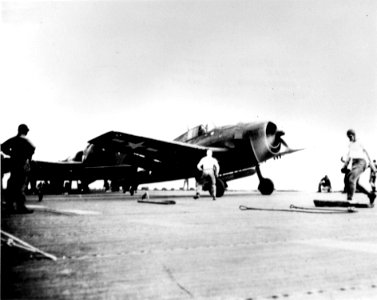 F6F-5 Hellcat of VMF-321 on USS Puget Sound (CVE-113) 1945
