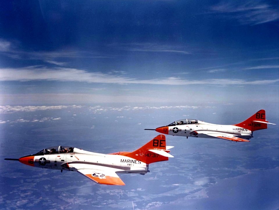 F8F-8T Cougars of VMT-1 in flight in 1962