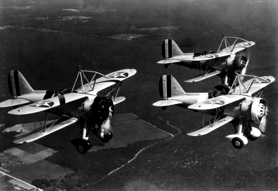 F9C-2 Sparrowhawks in flight c1934