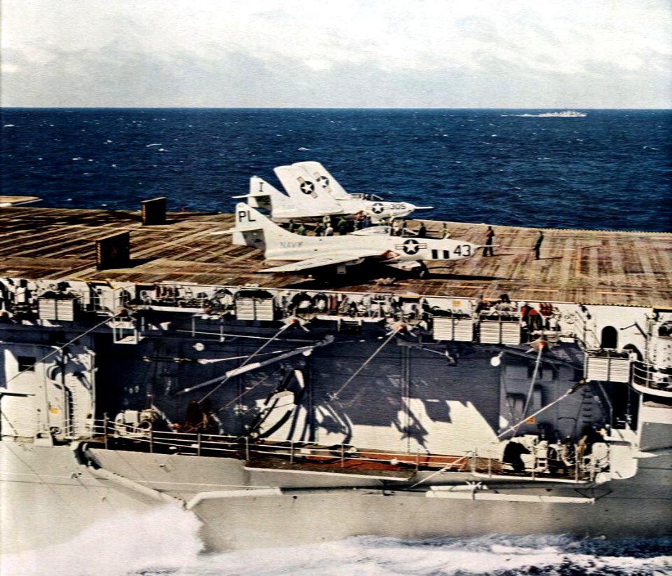 F9F Cougars of VFP-62 and VF-174 on USS Bennington (CVA-20) c1957