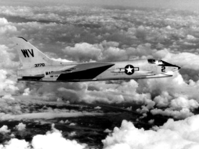 F8U-1 Crusader of VMF-334 in flight