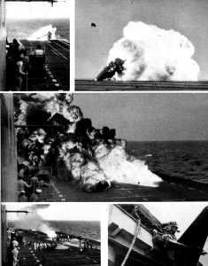 F9F ramp strike aboard USS Midway (CVB-41) 1951