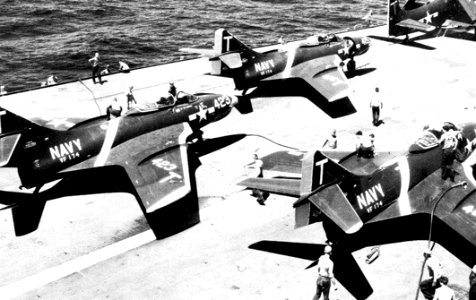 F9F-6 Cougars of VF-174 on USS Midway (CVA-41) in 1955