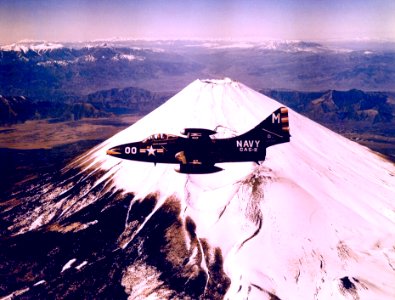 F9F-5 Panther of CAG Carrier Air Group 2 in flight c1954