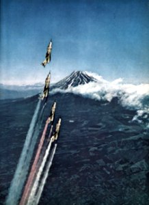 F9F-8 Cougars of VA-63 in flight c1957