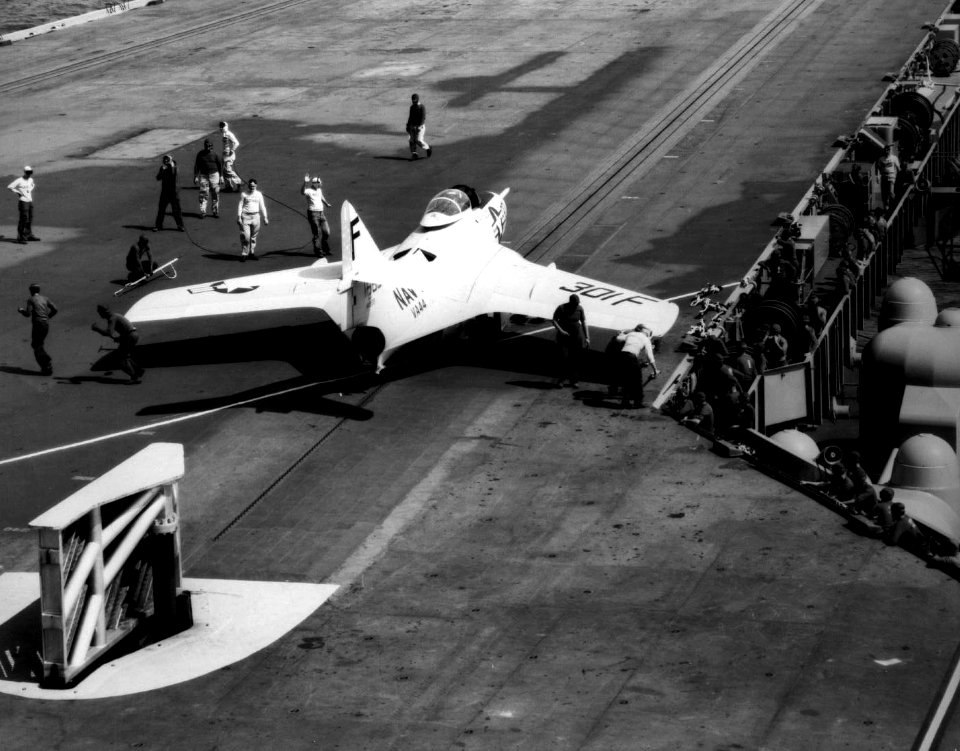 F9F-8 of VA-44 on USS Saratoga (CVA-60) in 1956