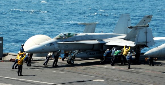 FA-18C Horne on board USS George H.W. Bush Persian Gulf 8 August 2014