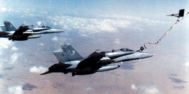 FA-18C Hornets of VFA-83 are refueled during the 1991 Gulf War