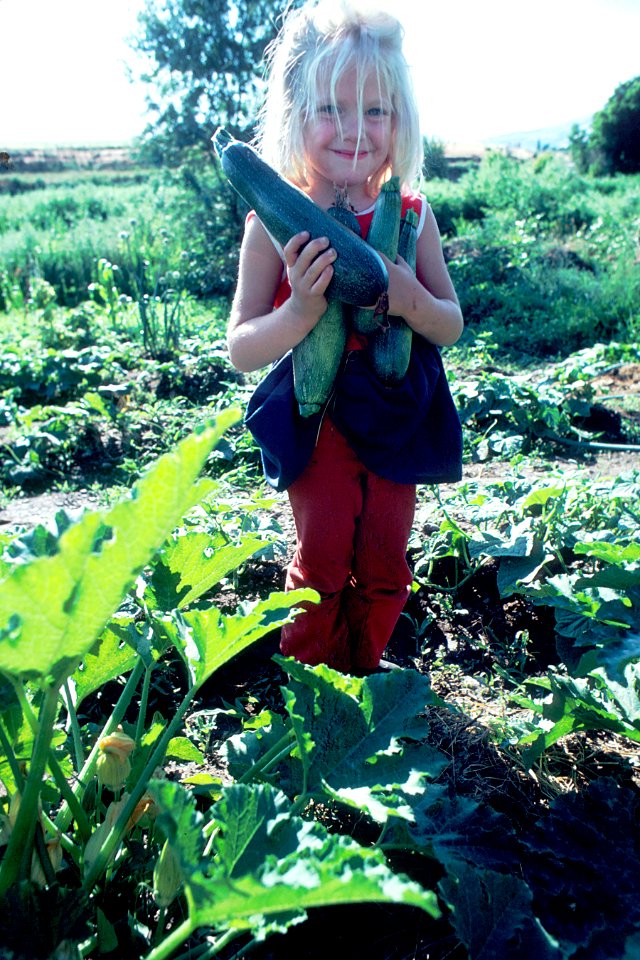 Girl holding zucchini