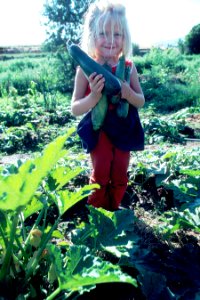 Girl holding zucchini