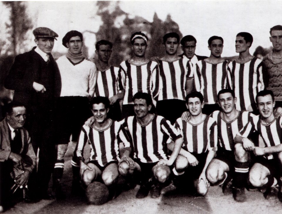 Girona F.C. 1932 Davantera de seda (Ferrer, Escuder, Clara, Balmanya i Pagès)