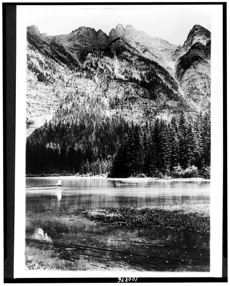 Glacier National Park, Montana. Cliffs on northeast side of Lake Avalanche, East End Mountain LCCN90715346