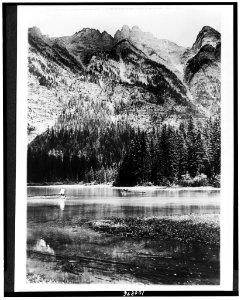 Glacier National Park, Montana. Cliffs on northeast side of Lake Avalanche, East End Mountain LCCN90715346 photo