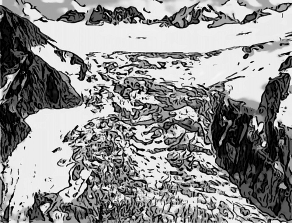 Glacier du Trient - Eduard Spelterini - cartoon