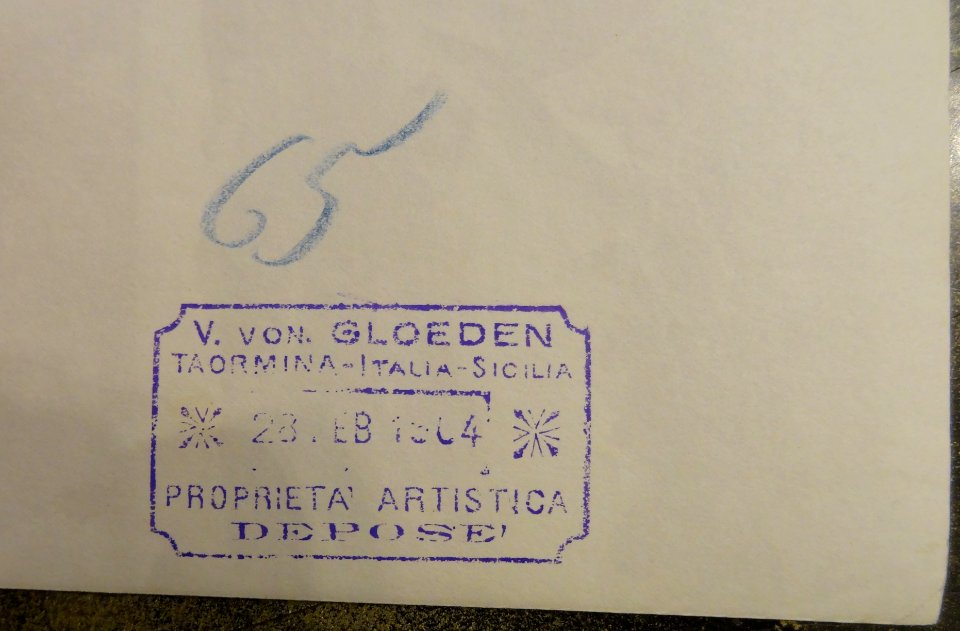 Gloeden, Wilhelm von (1856-1931) - n. 0065 - Deposé 28 02-1904 - ex Texbraun Collection, Galerie David Guiraud, Paris-verso