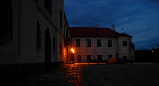 Castle twilight courtyard