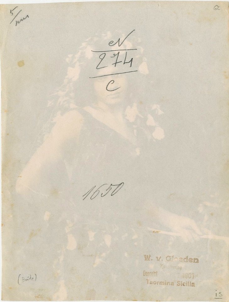 Gloeden, Wilhelm von (1856-1931) - n. 1650 - Deponirt x-10-1901 - ex collection Levy - verso