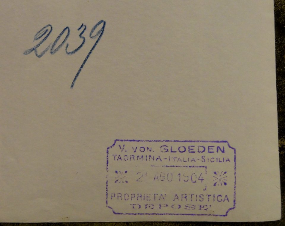 Gloeden, Wilhelm von (1856-1931) - n. 2039 - 21 Ago. 1904 - ex Texbraun Collection, Galerie David Guiraud, Paris - verso