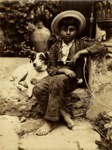 Gloeden, Wilhelm von (1856-1931) - n. 2143 recto - Bambino con sigaretta e cane - ebay photo