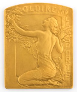 Gloire Par Les Sports, plaquette by Pierre Theunis, Belgium, S.d., Coins and Medals Department of the Royal Library of Belgium, 2N114 - 13 (recto)