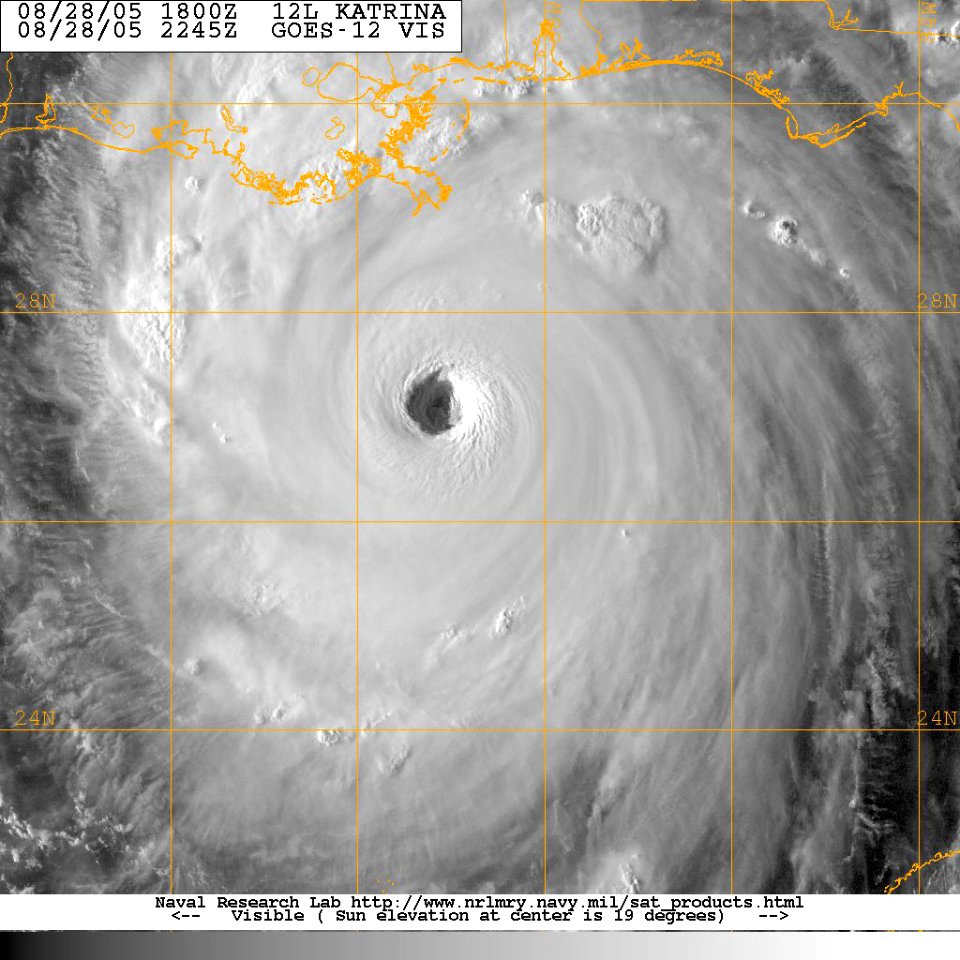 GOES-12 satellite image of Hurricane Katrina