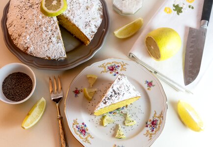 Icing sugar composition lemon cake