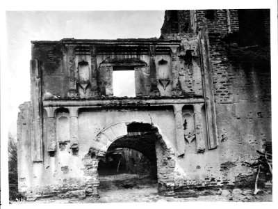 Facade of the ruin of Mission Tumacacori, near Tucson, Arizona, ca.1908 (CHS-4191)
