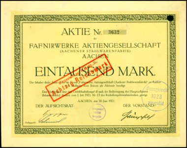 Fafnirwerke AG 1921 1000 Mk