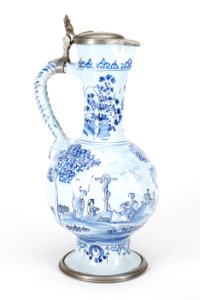 Fajans, kanna med lock, 1700-tal - Hallwylska museet - 90466