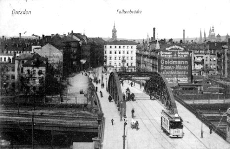 Falkenbrücke y calle Falkenstraße bella época Dresde