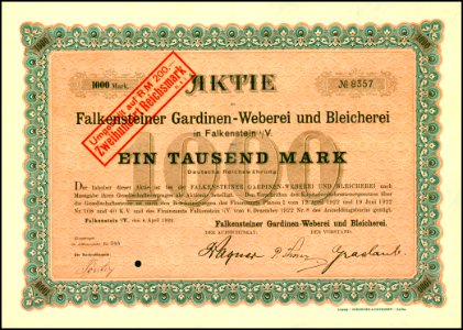 Falkensteiner Gardinen-Weberei und Bleicherei 1922