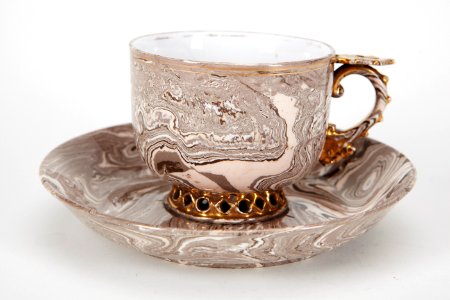 Fajans. Kopp med fat, 1800-tal - Hallwylska museet - 90395