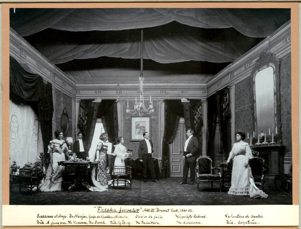 Falska juveler, Dramatiska teatern 1902. Föreställningsbild - SMV - H13 039
