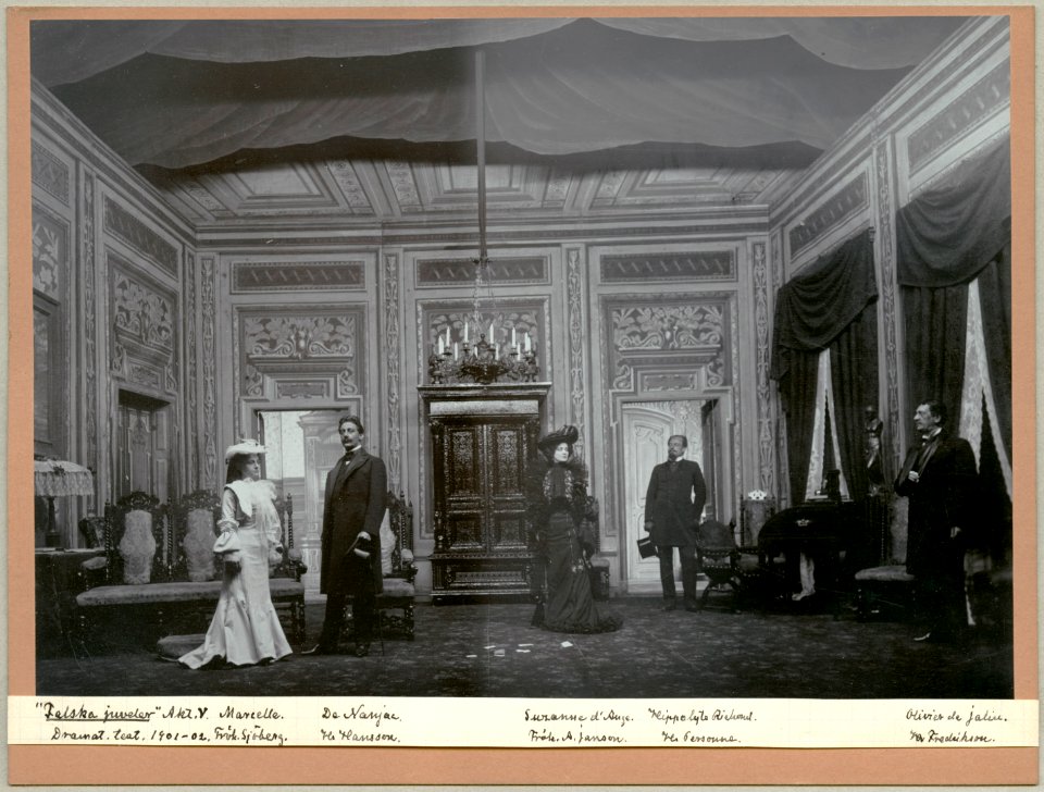 Falska juveler, Dramatiska teatern 1902. Föreställningsbild - SMV - H13 041
