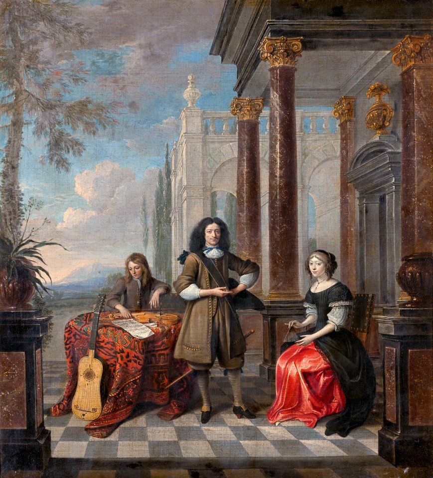 Familjeporträtt av Hieronymus Janssens från Antwerpen, 1600-tal - Hallwylska museet - 98763FXD