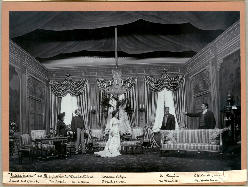 Falska juveler, Dramatiska teatern 1902. Föreställningsbild - SMV - H13 040
