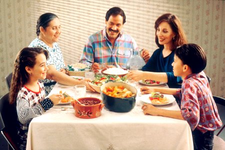 Family eating meal photo