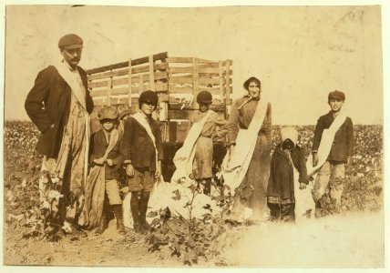 Family of L.H. Kirkpatrick, Route 1, Lawton, Oklahoma. Children go to Mineral Wells School -39. Father, mother and five children (5, 6, 10, 11 and 12 years old) pick cotton. 'We pick a bale LOC cph.3b30502