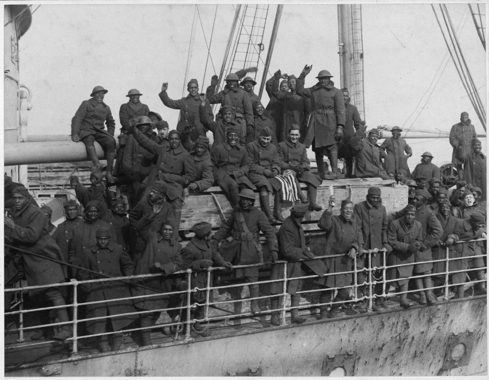 Famous (African American) regiment arrives home on the France. New York's famous 369th (old 15t . . . - NARA - 533528